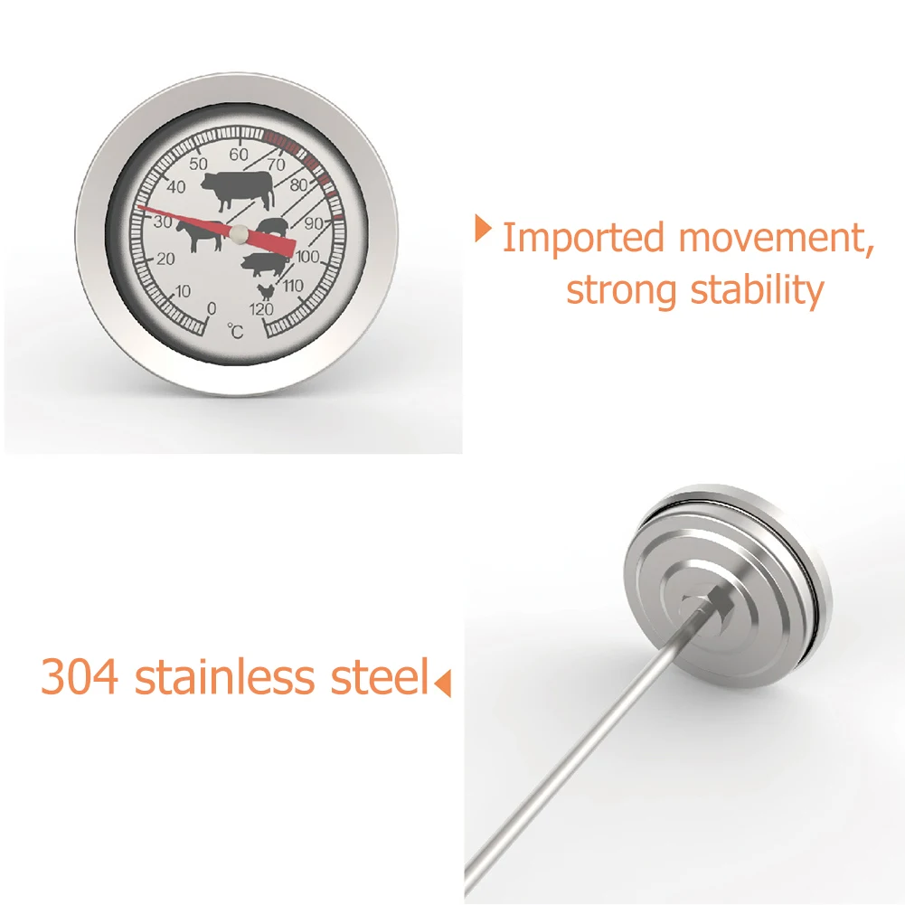 Instant Read Meat Thermometer Stainless Steel Deep Fry Thermometer 4 Inch Probe Food Thermometer Best for Turkey BBQ Grill