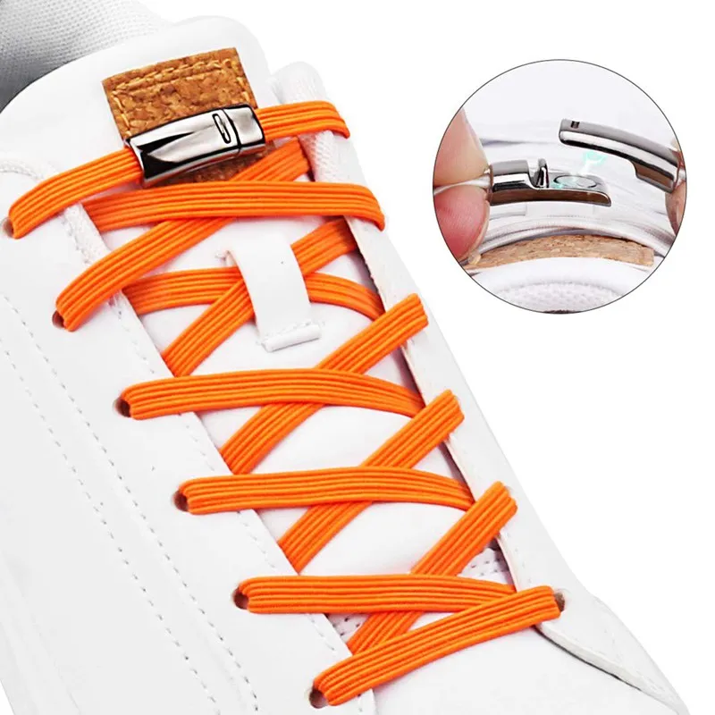 Magnetic Lock Shoelaces without ties Elastic Laces Sneakers No Tie Shoe laces Kids Adult Flat Shoelace One Size fits All Shoes