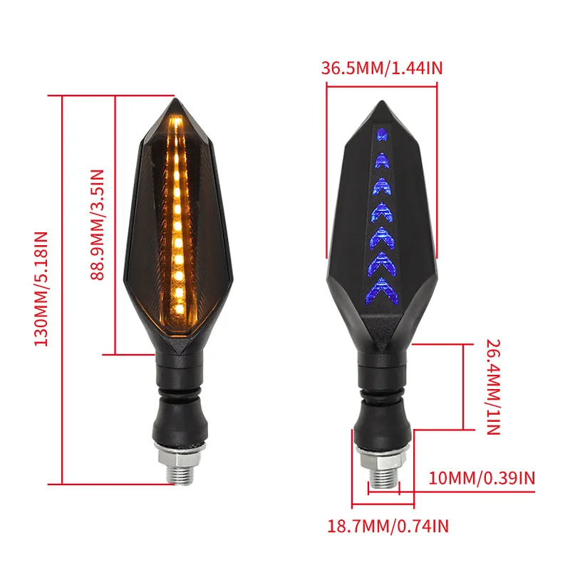 2pcs 8mm Motorcycle LED Turn Signal Lamp Sequential Flowing Flash Indicator Lights Amber Running Light Motorcycle Tail Light