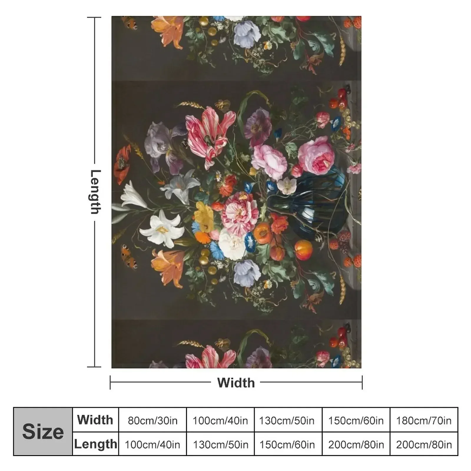 Vase of Flowers by Jan Davidsz. de Heem Throw Blanket couch cozy soft plush fuzzy picnic outdoor blanket