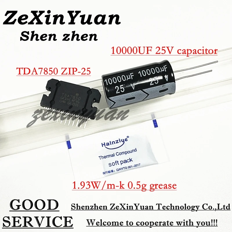 Car amplifier module TDA7850 TDA 7850 zip25 + 1 pcs 10000UF 25V capacitor + one bag thermal grease =A SET New ORIGINAL