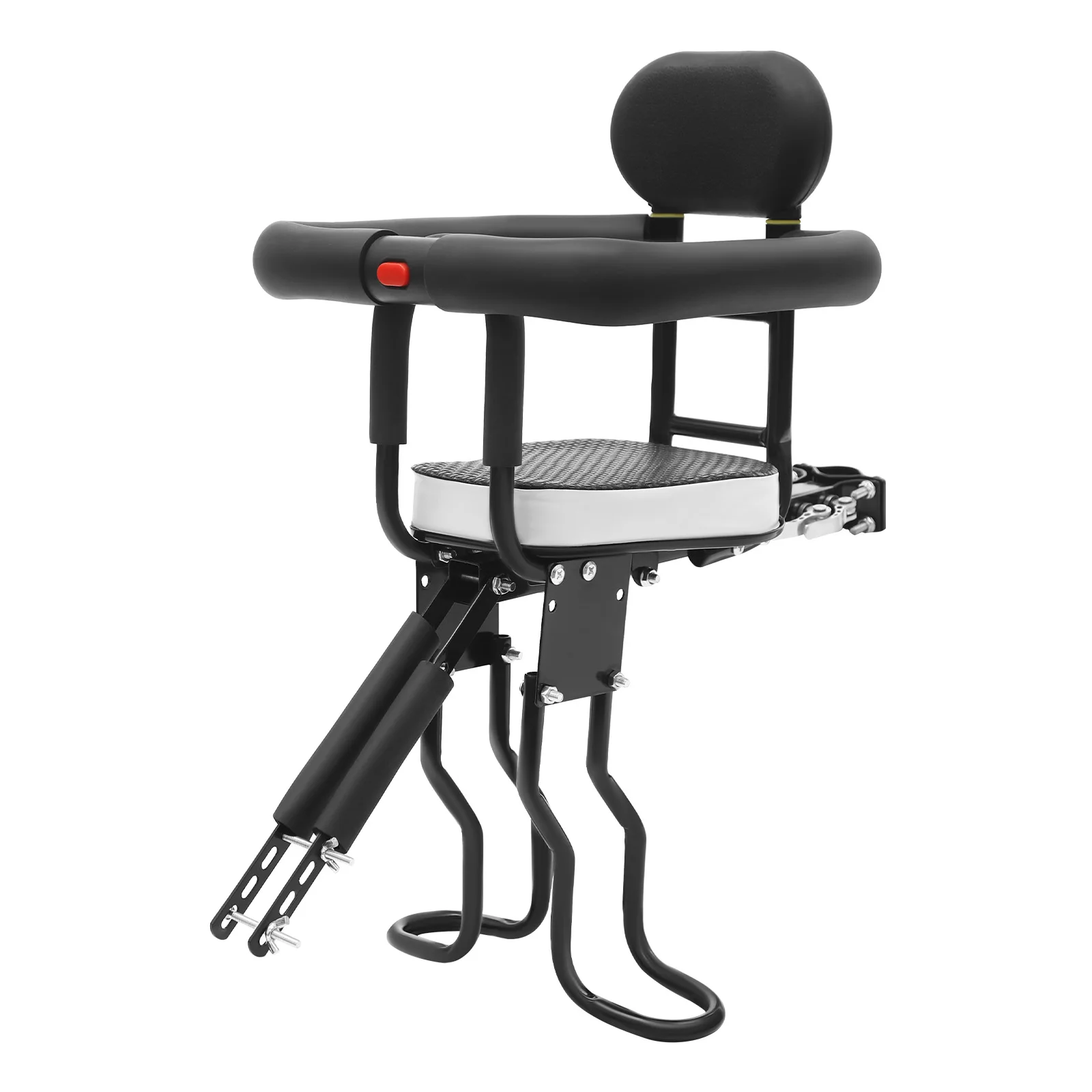 Asiento de bicicleta para niños montado en la parte delantera, carga de portabebés montada en bicicleta con fijación de doble punto de 80 kg, silla con barandillas de seguridad para bicicleta eléctrica