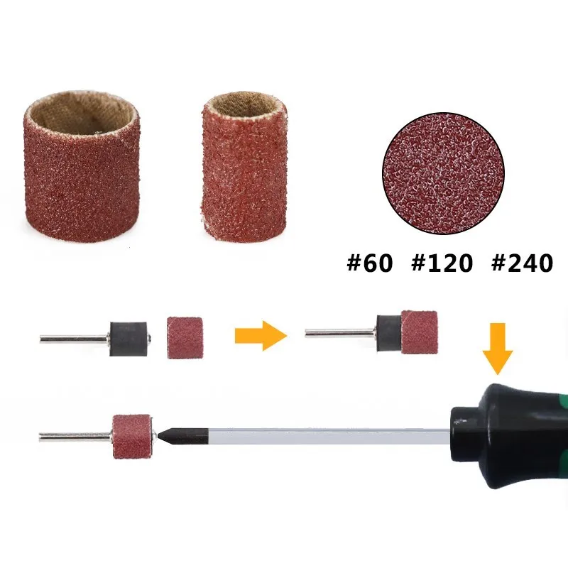 Imagem -03 - Xcan 160 Peças Lixamento Tambor Kit Grit 60 120 240 com Mandril Lixa Bandas para Dremel Ferramentas Giratórias