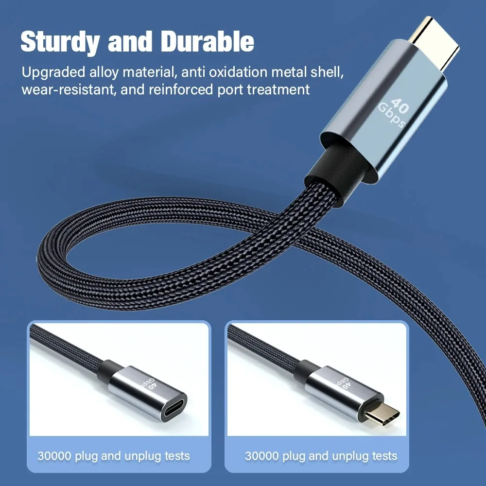0.5m 1.6ft USB C Extension Cable 8K 40Gbps 100W PD Charging Type-C Male to Female Cord Compatible with Thunderbolt4/3 Dock Hub