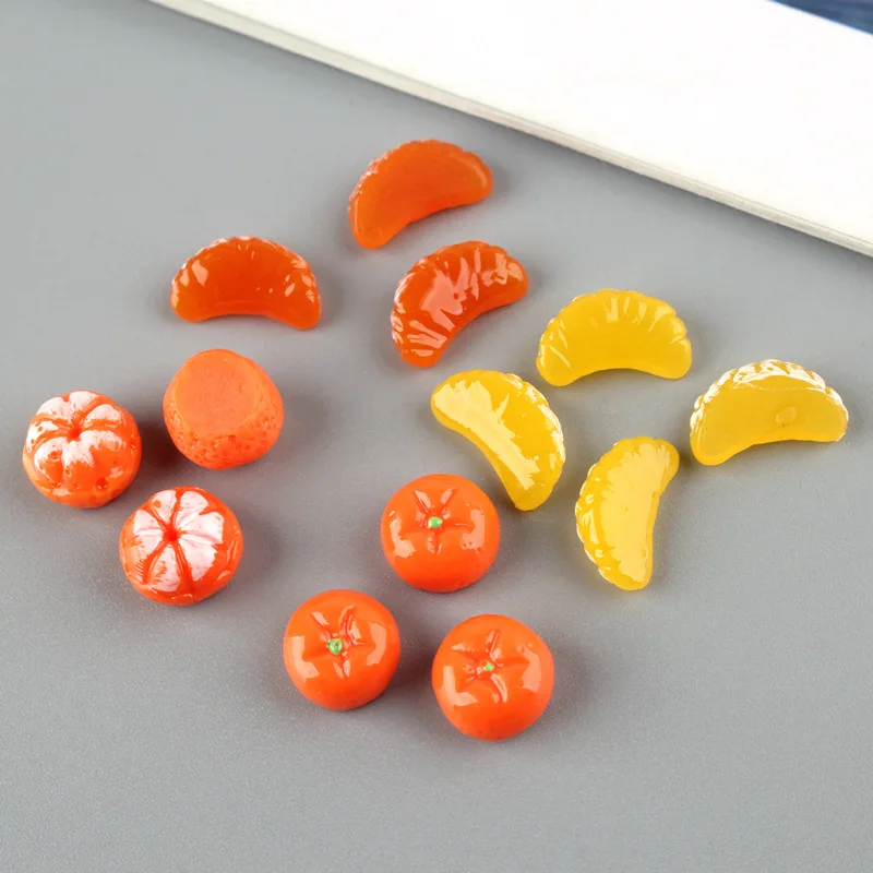 30pcs Mini Resin Orange Miniature Figurine Ornaments DIY Crafts for Garden Home Decoration Accessories Small 3D Oranges Charms