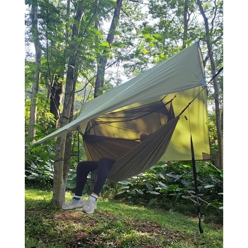 2026 All-Weather Waterproof Coating Quick-Dry Material Ideal Camping Hammock For Rainy Camping