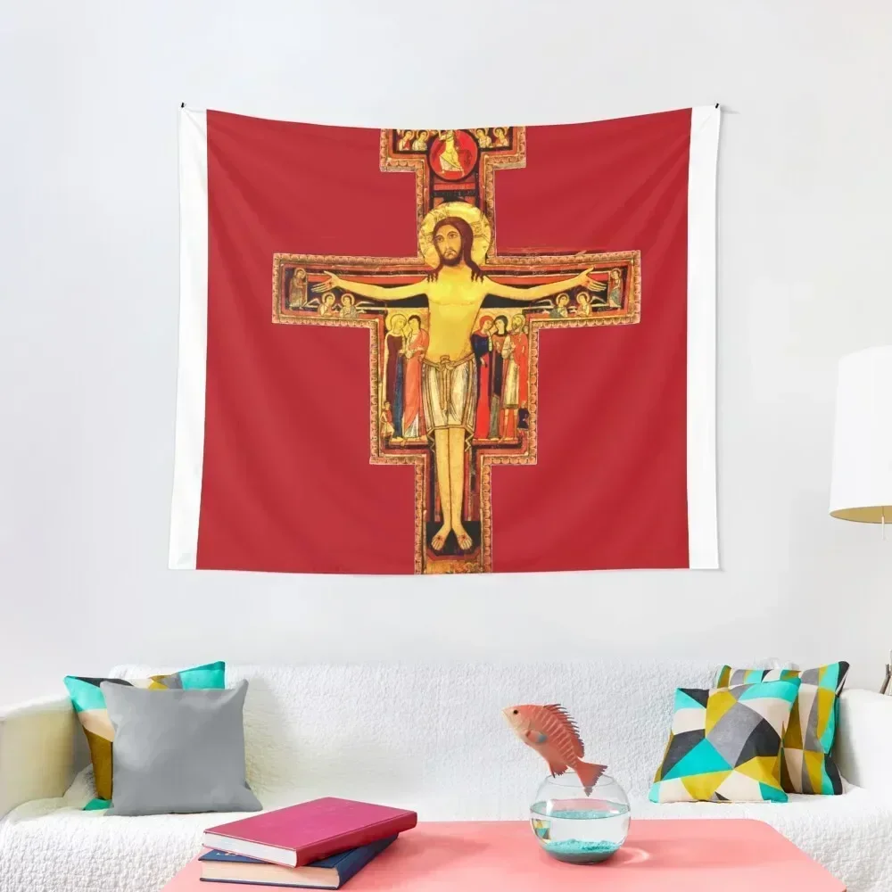 San Damiano Crucifix St Francis of Assisi Tapestry On The Wall Wall Decoration Items Aesthetic Room Decor Korean Tapestry