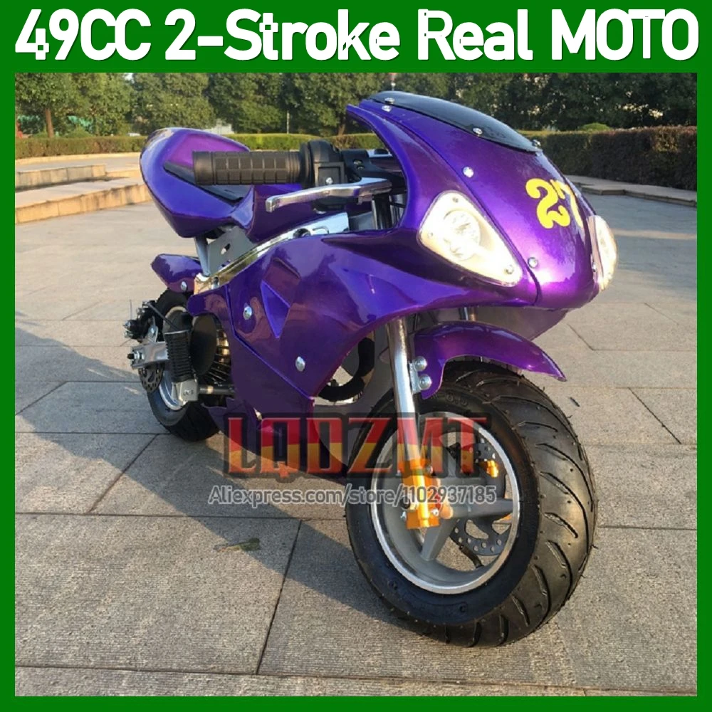 49CC Superbike Mini Motorcycle 2-Stroke Mountain Gasoline Pocket Bike Small Buggy MOTO Bike Children Racing OFF-Road Motorbike