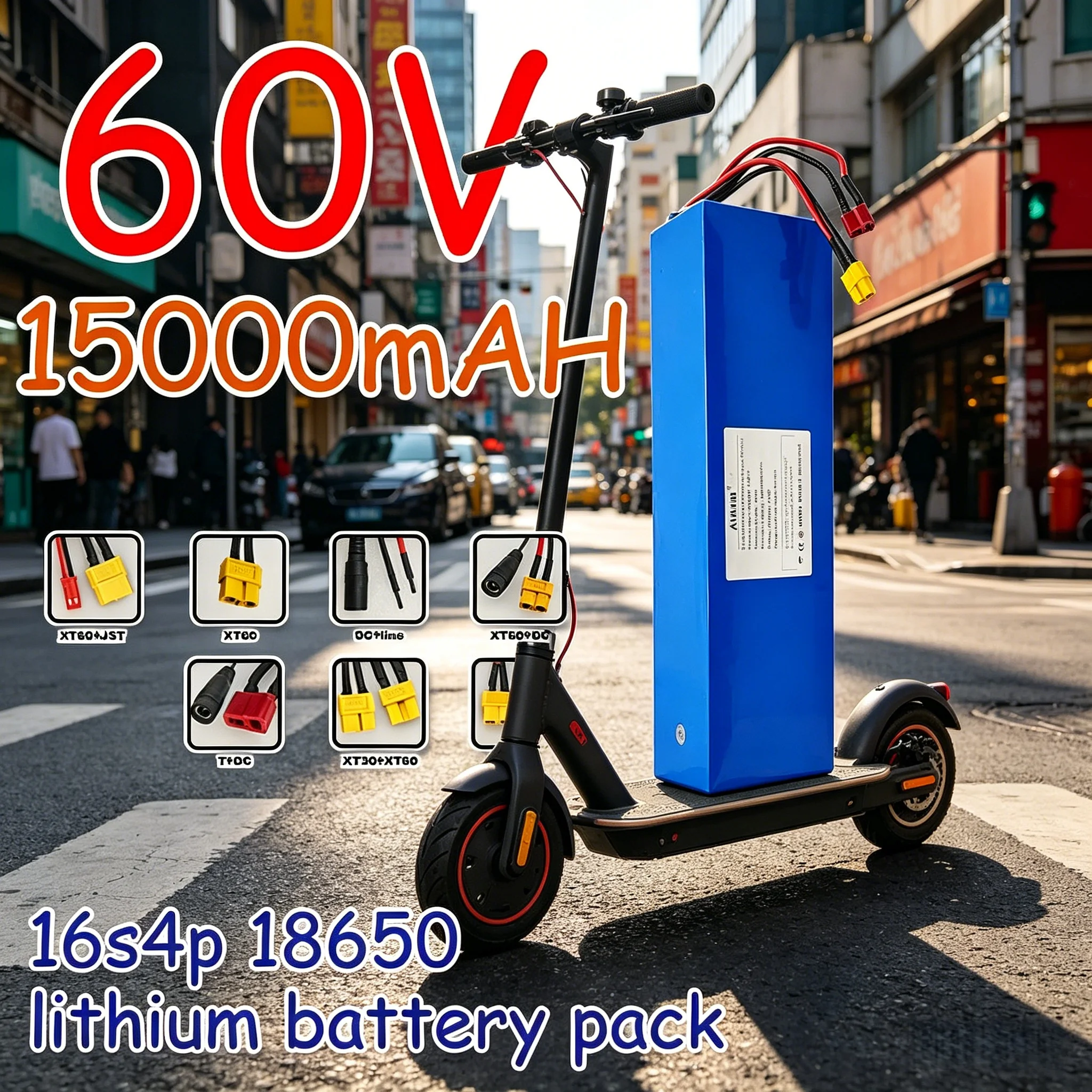 

for Motorcycle, Scooter, Bicycle 2000W Motor 15000mAH 60V battery with BMS 18650 Lithium 16s4p Battery Pack