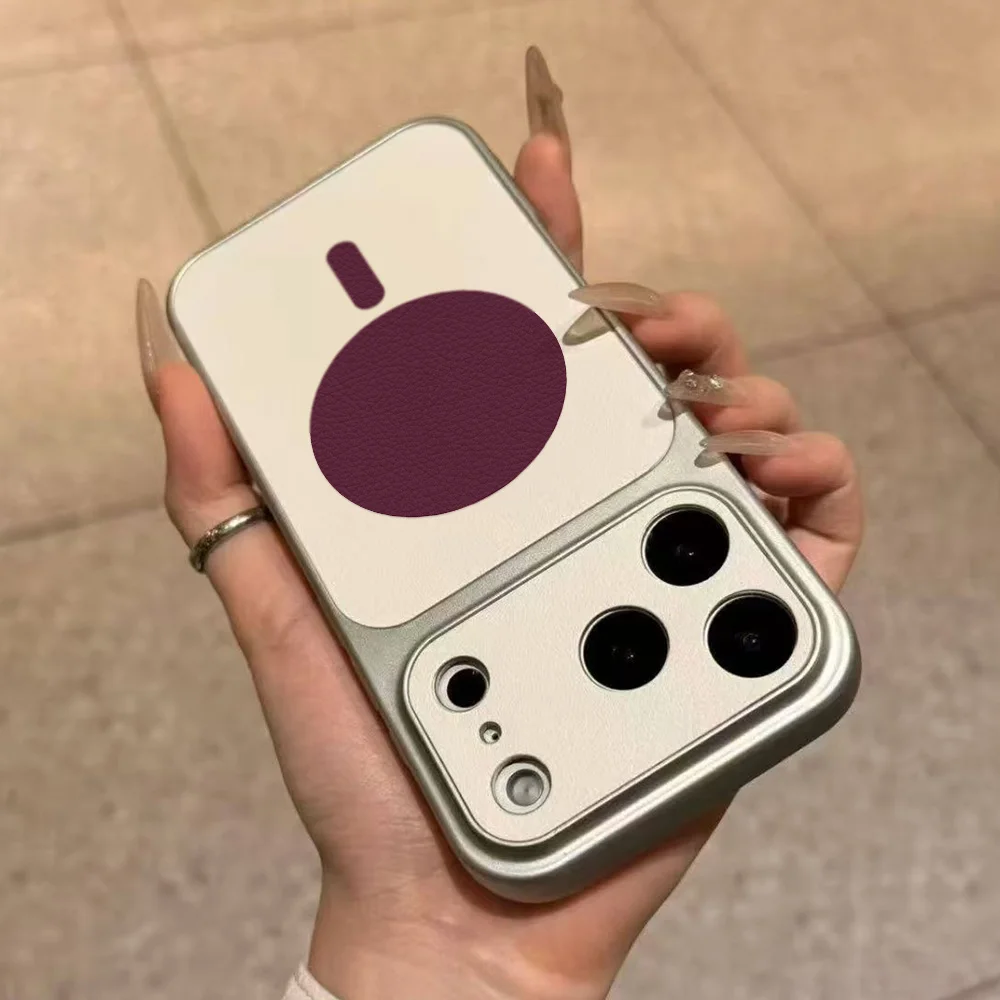 Claret Solid Color Faux Leather For Magsafe Phone Case For iPhone 18 Pro Max 17 16 Pro Max 15 14 13 12 11 Lanyard Camera Protect view 5