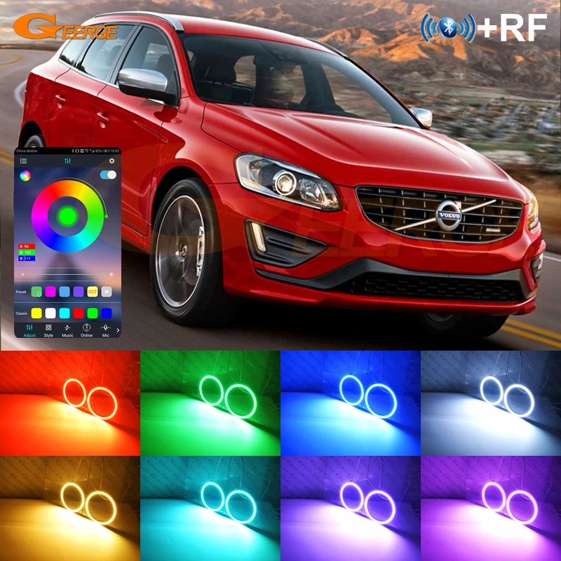 

For Volvo XC60 156 Facelift 2014 2015 2016 2017 RF Remote BT App Ultra Bright Multi Color RGB LED Angel Eyes Kit Halo Rings