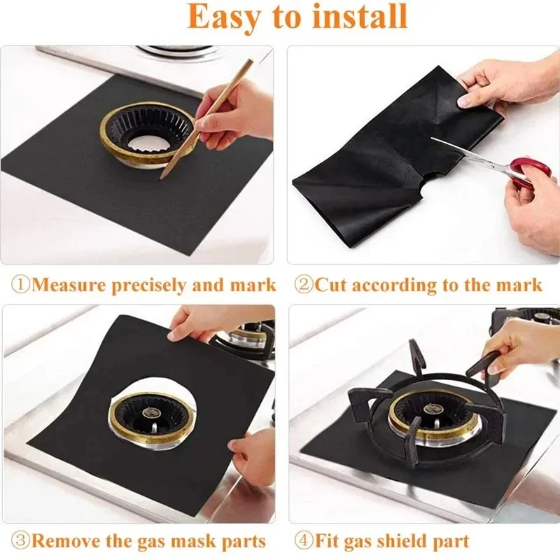 1-12pcs Gas Stove Protector Cooker Cover Liner Clean Mat Pad Reusable Oil-proof Gas Stove Stovetop Protector Cookware Accessorie