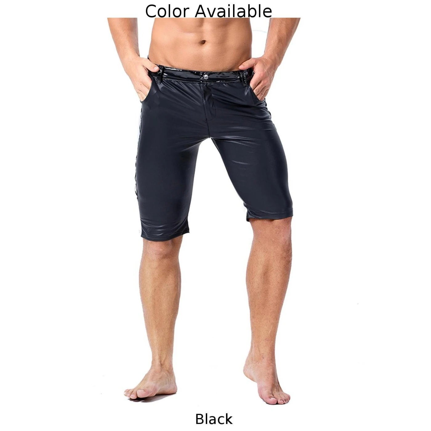 Mens Sexy Lingerie Tight Leather Shorts Nightclub Low Waist Elasticity Slim Fit