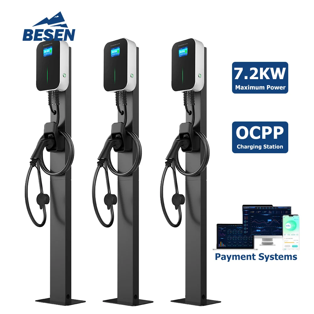 

BESEN OEM ODM OCPP 1.6 AC EV CHARGER IP66 32A 7kW ELECTRIC CAR CHARGING STATIONS with SMART PAYMENT SYSTEM for EVSE DEALERS