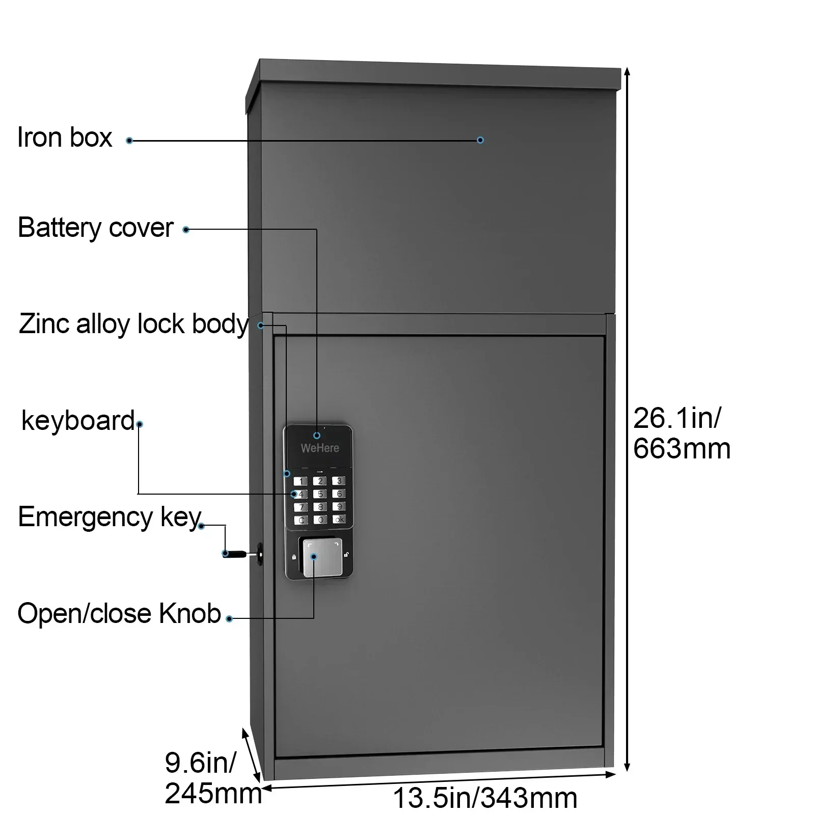 Outdoor Waterproof Drop Box, Anti Theft Wall Mount Detachable Metal  Parcel Box,Bluetooth Smart Lock Mailbox Courier Drop Box