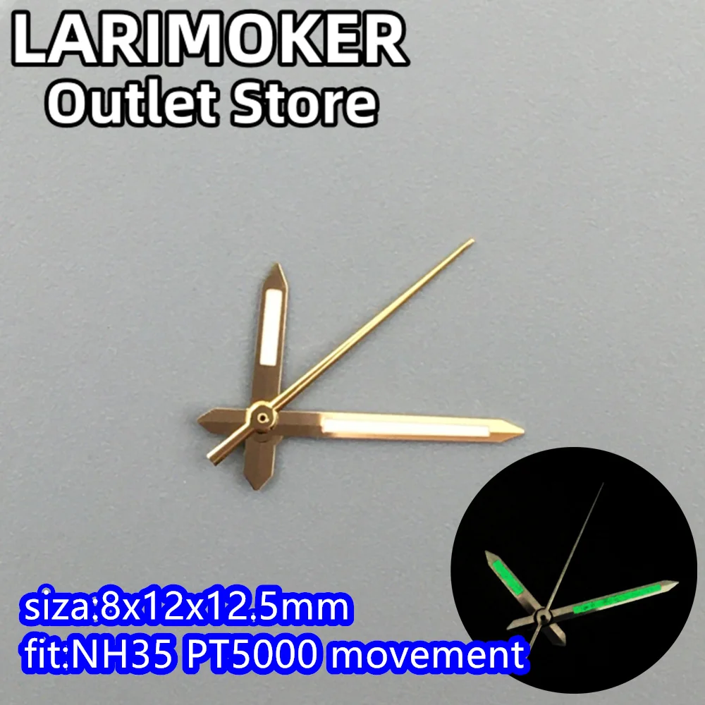 LARIMOKER صالح NH35A NH36A 4R35 4R36 7S26 PT5000 الأخضر مضيئة ساعة اليد الفضة/الذهب الوردي حافة إبرة مجموعة ساعة اكسسوارات #4