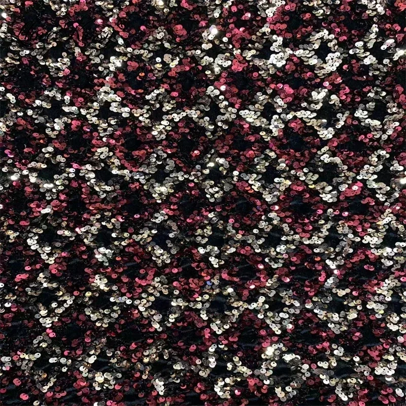 Spot Velvet Embroidered Diamond Shaped 5MM Sequin Fabric For Party Wedding Dress Fashion Glitter Fabric Wide:125CM