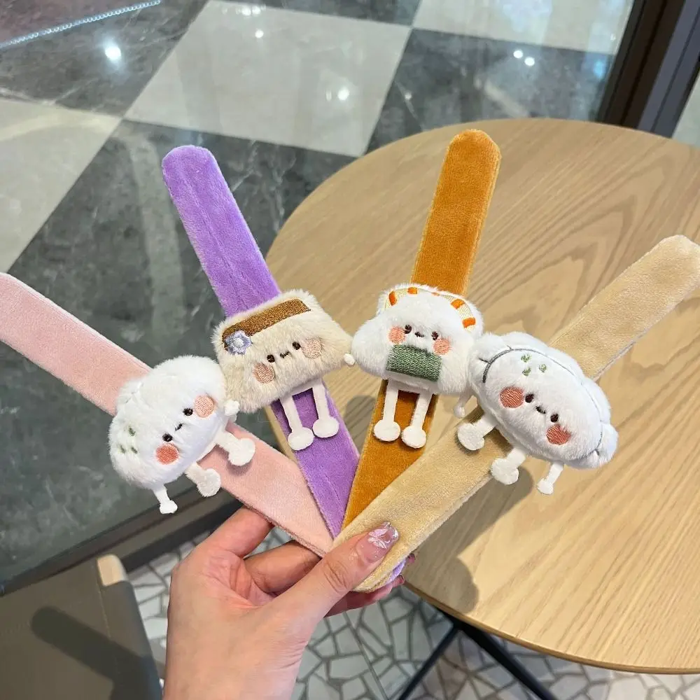 Clap Circle Dumplings Bracelet Plush Toy Plush Toy Soft Stuffed Animal Wristband Comfortable Toast Cartoon Slap Bracelet Kids