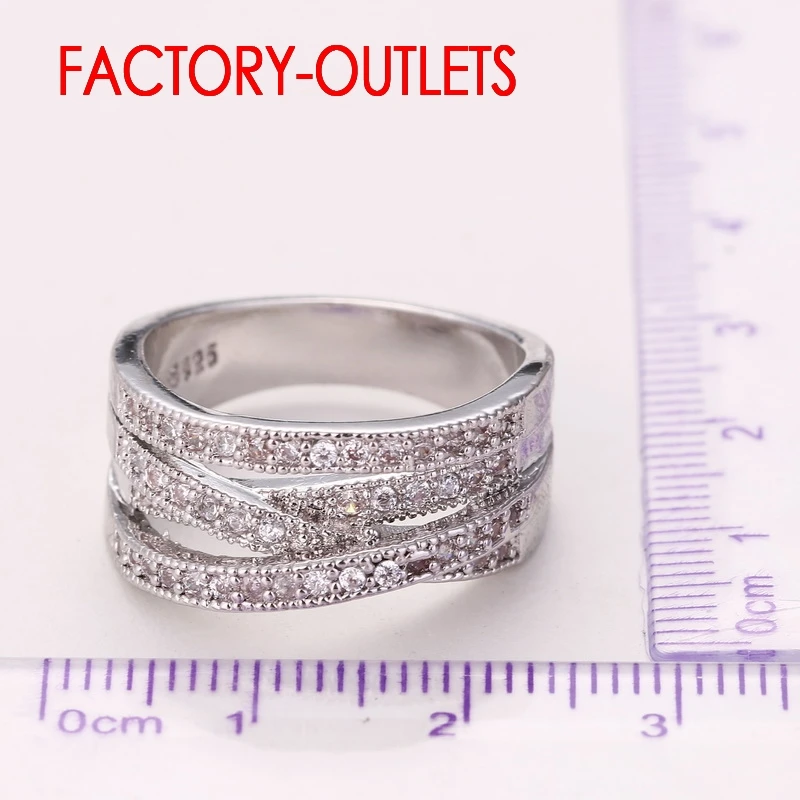 New Fashion Jewelry 925 Sterling Silver Trendy Bridal Set Cubic Zirconia Pave Setting Cross Design Women Girls Party Engagement