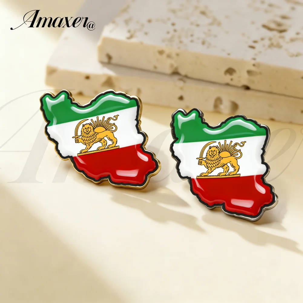 

Iran Persia Flag Lapel Pins National Outline Bulk Metal Persian Iranian Lion Sun and Crown Pin Souvenir Series Gifts
