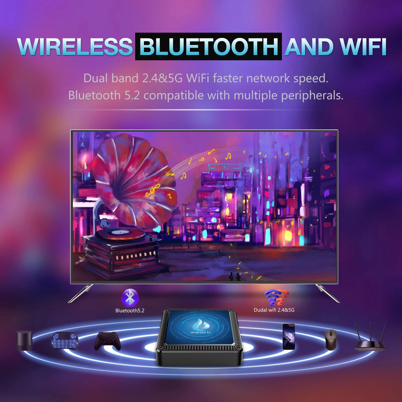 Android14 Smart TV Box Q17 Allwinner H313 8K مشغل الوسائط 128GB Google Voice Assistant Storage Dual WiFi Bluetooth 5.4 TV Box