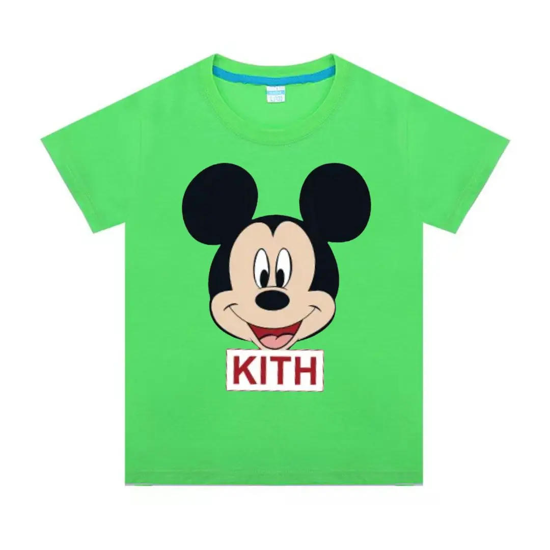 Children pure cotton Short Sleeve T-shirt Cartoon Cute KITH Anime Pattern Kids Clothing Boy Baby Cotton Tees for 2-9 Years Child