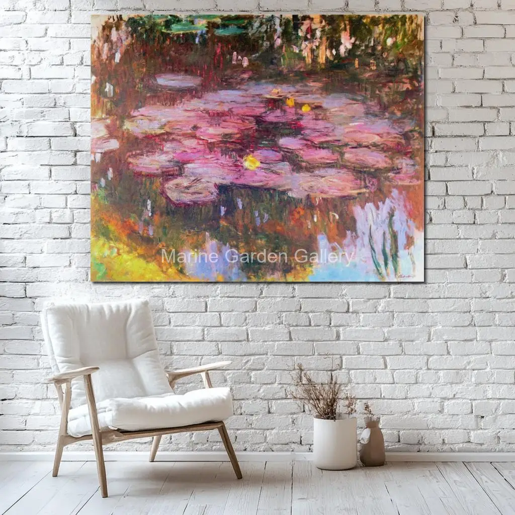 Handmade Claude Monet Canvas Masterpiece Water Lilies Contemporary Seascape Painting Modern Home Decor High Quality
