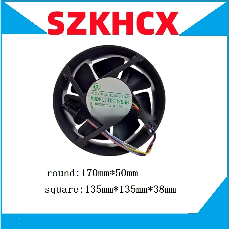 1PCS/LOT TD1338HB DC 24V 0.19A square135x135x38mm  round 170mm*50mm 4-Wire Server Cooling Fan