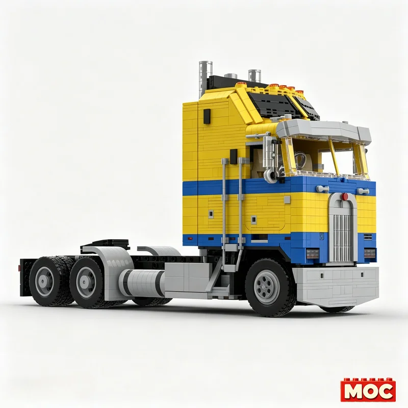 2846Pcs Yellow Blue Customize K100 6X4 Semi Truck Tractor Custom Building Blocks Large Scale Model Educational Assembly Toy Gift view 4