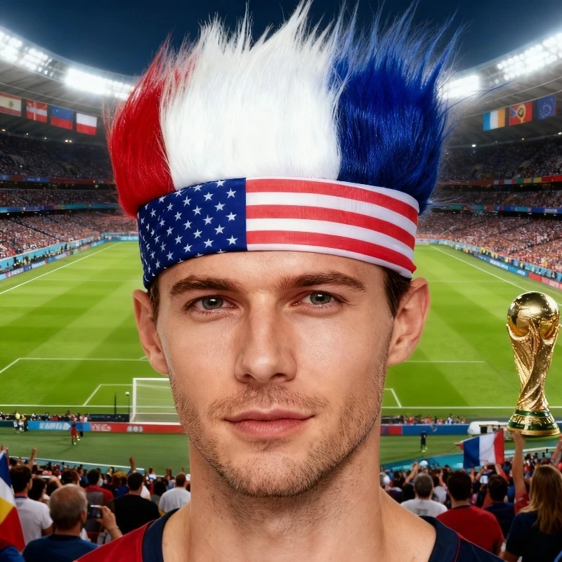 Elastic Fan Wigs Headband, National Flag Colors, Foldable Compression Design, Easy to Pack in Backpack, Space-Saving for Pre- An