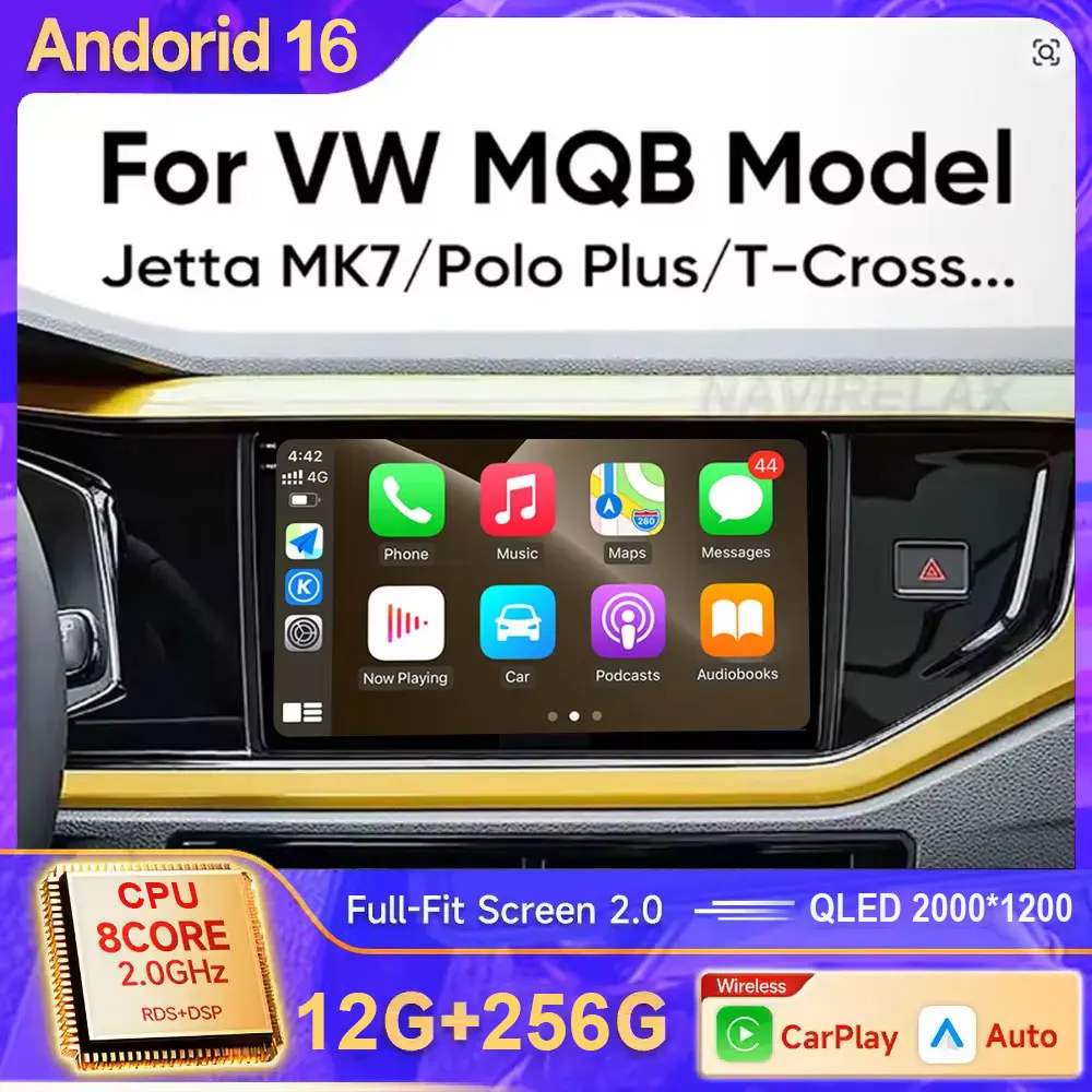 Android 16 For VW Volkswagen MQB POLO VI Jetta MK7 T6 2015 - 2021 Stereo Car Radio Multimedia Video Player GPS AI Voice CarPlay