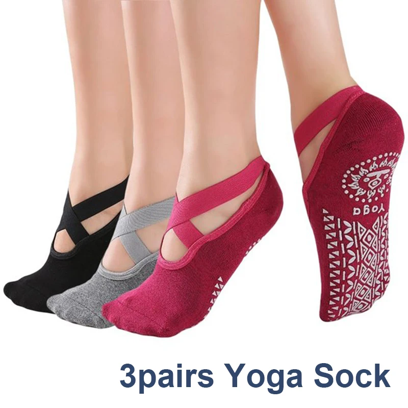 

3Pair Quick-Dry Socks Yoga Bandage Socks Non-Slip Women Damping Pilates Ballet Dance Sock Barre Barefoot Slipper Workout Ladies