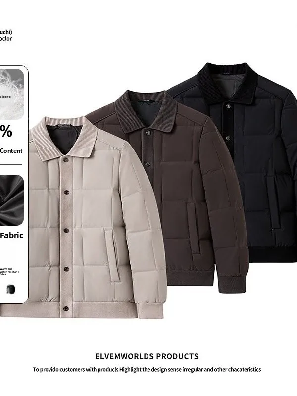 

Men's Outdoor Knitted Stand Collar down Jaet Warmth Busin Casual White Du down Jaet Trendy Men's Faion Outerwear