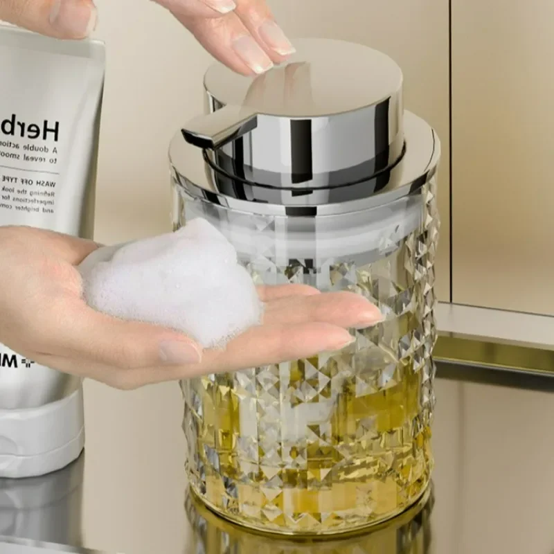 1pc Premium Foaming Soap Dispenser Bathroom Dispenser for Liquid Soap Shampoo Foam Bottles Light Luxury Foam Soap Pump Jar