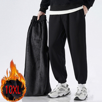 10XL Oversize Winter Cargo Pants Men Fleece Lined Thick Warm Plus Size Loose Trousers Streetwear Casual Plush Black Work Pants