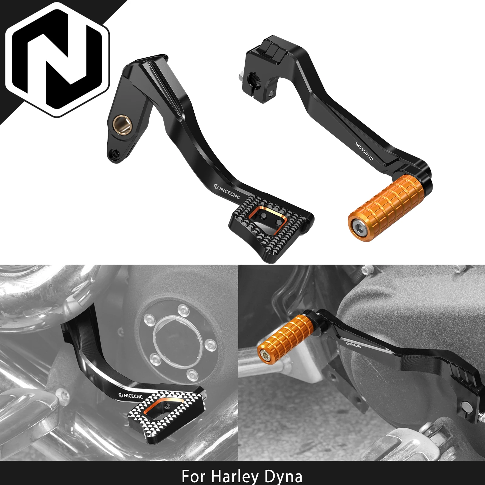 NICECNC Rear Brake Lever Pedal Mid Controls Gear Shift Lever For Harley Dyna Low Rider Street Bob Super Glide Wide Glide