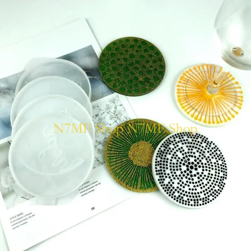 N7MF DIY Round Leopard Print Polkas Dot Coffee Pad Teas Teas Silicone Mould