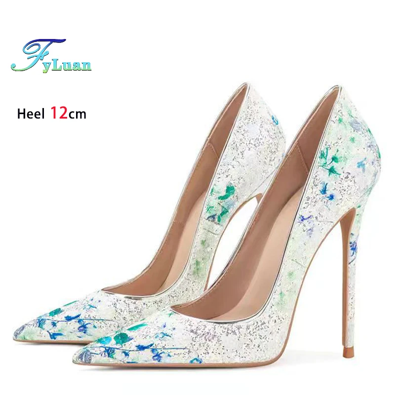 Fashion Print Stiletto High Heel Elegant Office Pointed Toe Pump Plus Size Shoes Party Shoes For Women Size 36-46 In Stock