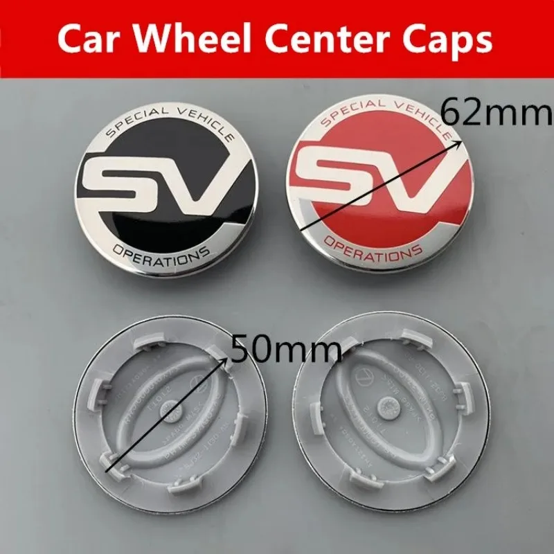 Tapas centrales para ruedas de coche de 62 mm con logo SV para Land Rover Range Rover Discovery 1 2 3 4 Freelander Defender Evoque Vogue Accesorios