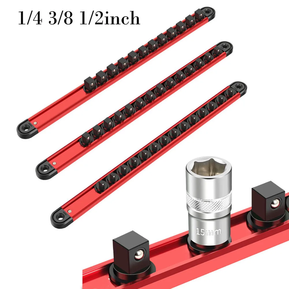 Magnetic Socket Tray 360° Swivel Socket Organizer 1/4 3/8 1/2Inch Socket Clip Rail Holder Socket Organizer Tools Holder