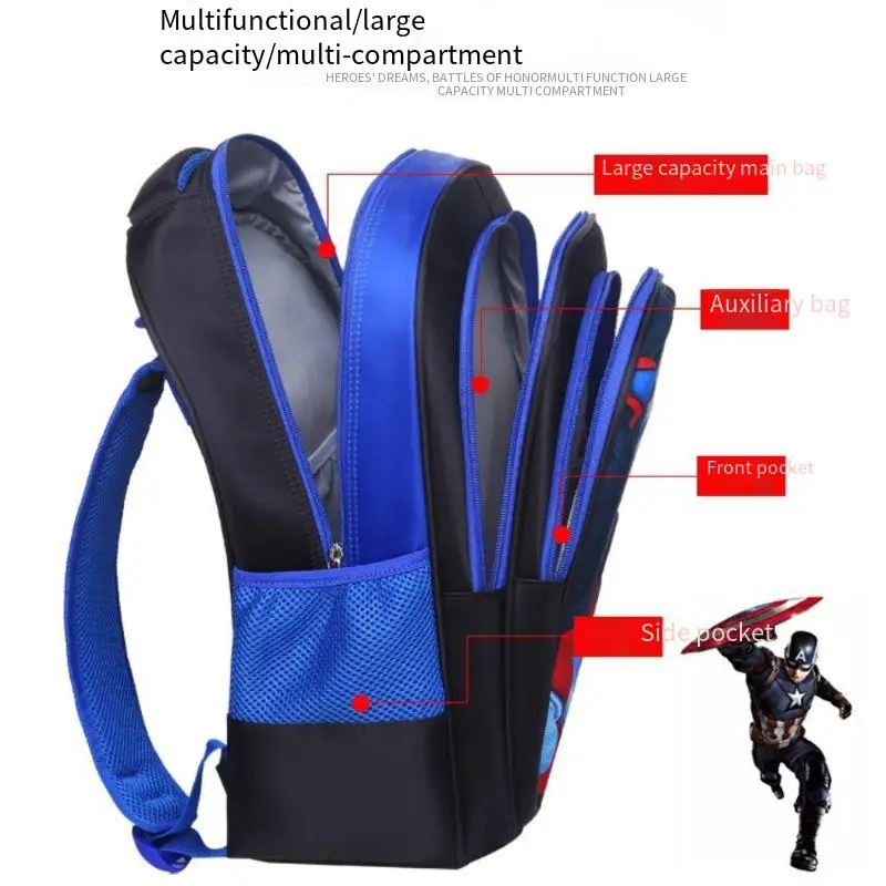 Cartoon-Jungen-Schultasche für Grundschüler, Captain America-Rucksack für Kinder auf Lager