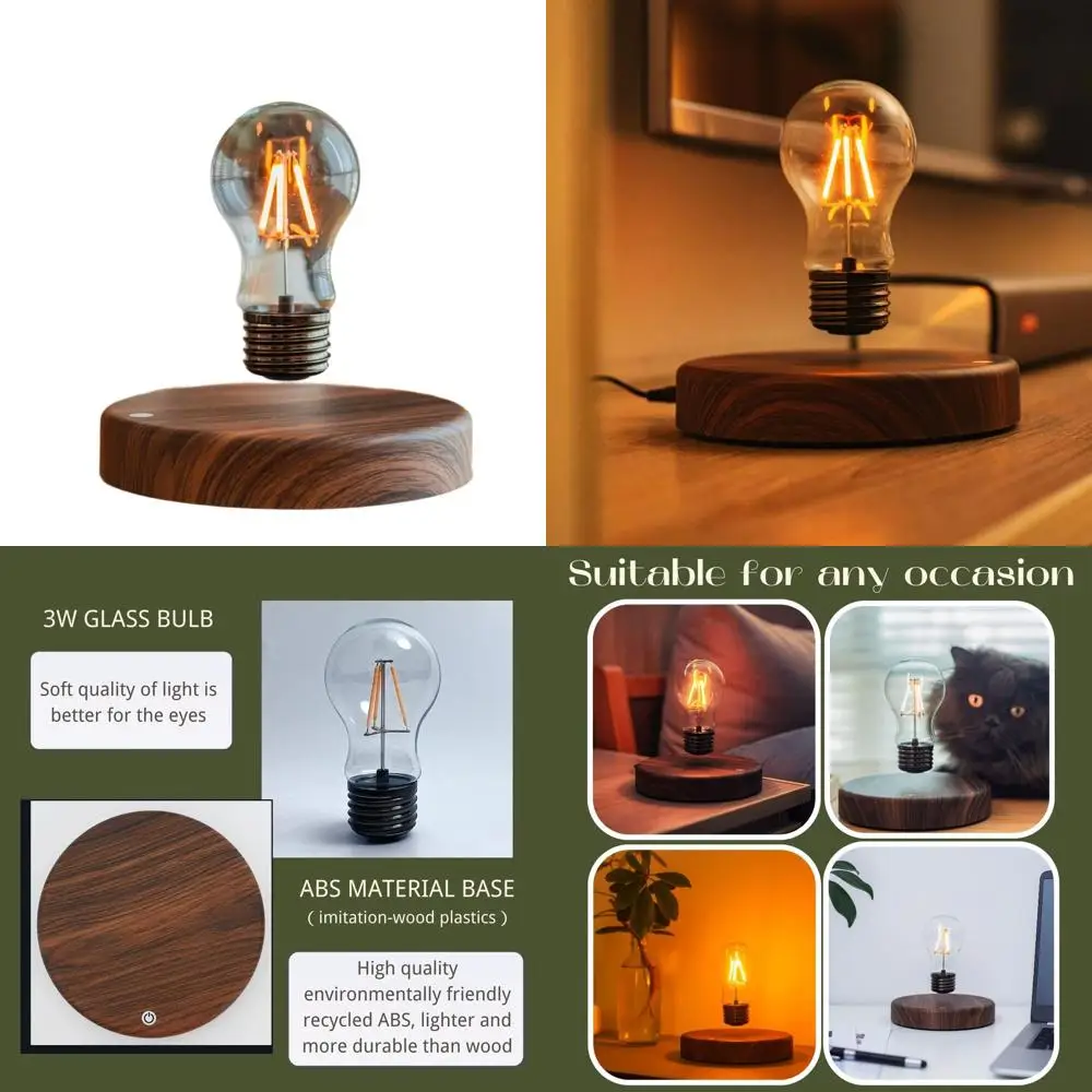 

Magnetic Levitating LED Bulb Lamp - Unique Floating Light for Desk, Home Office, and Gifting (Round Classic Style)