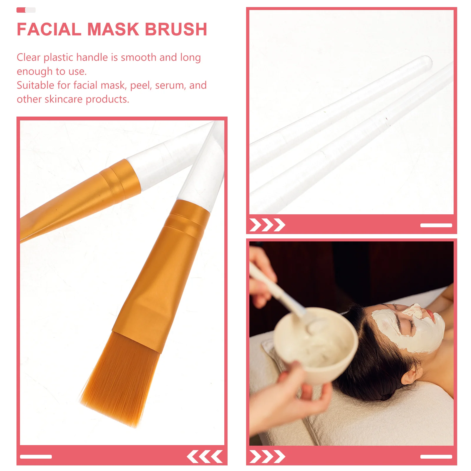 5 uds cepillo para mascarilla Facial mango de plástico transparente cerdas sintéticas para el cuidado de la piel mascarilla Facial exfoliante suero cepillo de maquillaje