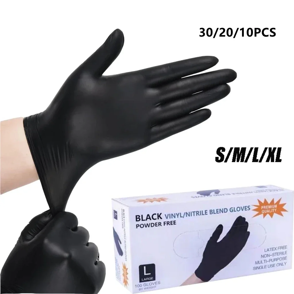 30/20/10 pcs Einweg schwarze Nitril handschuhe latex frei wasserdicht langlebig geeignet Küche Lebensmittel verarbeitung Schönheits salon Familie