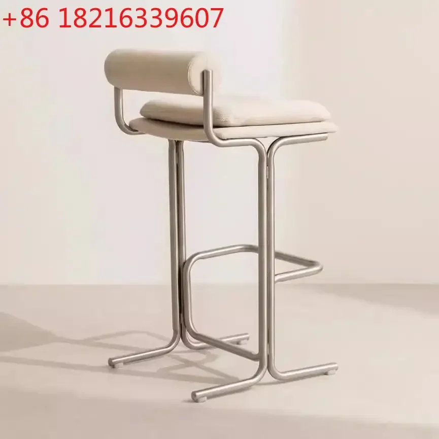 TAO Designer Bar Stool Stainless Steel Minimalist Kitchen Island Chair Bauhaus Inspired Counter Seat Industrial Reception Desk C