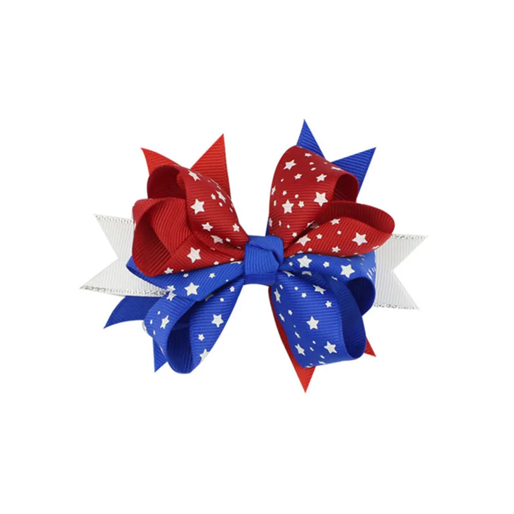 

Набор из 12 заколок для волос с бантиками в цветах национального флага, патриотические заколки-ленты для Дня независимости, аксессуары для вечеринок