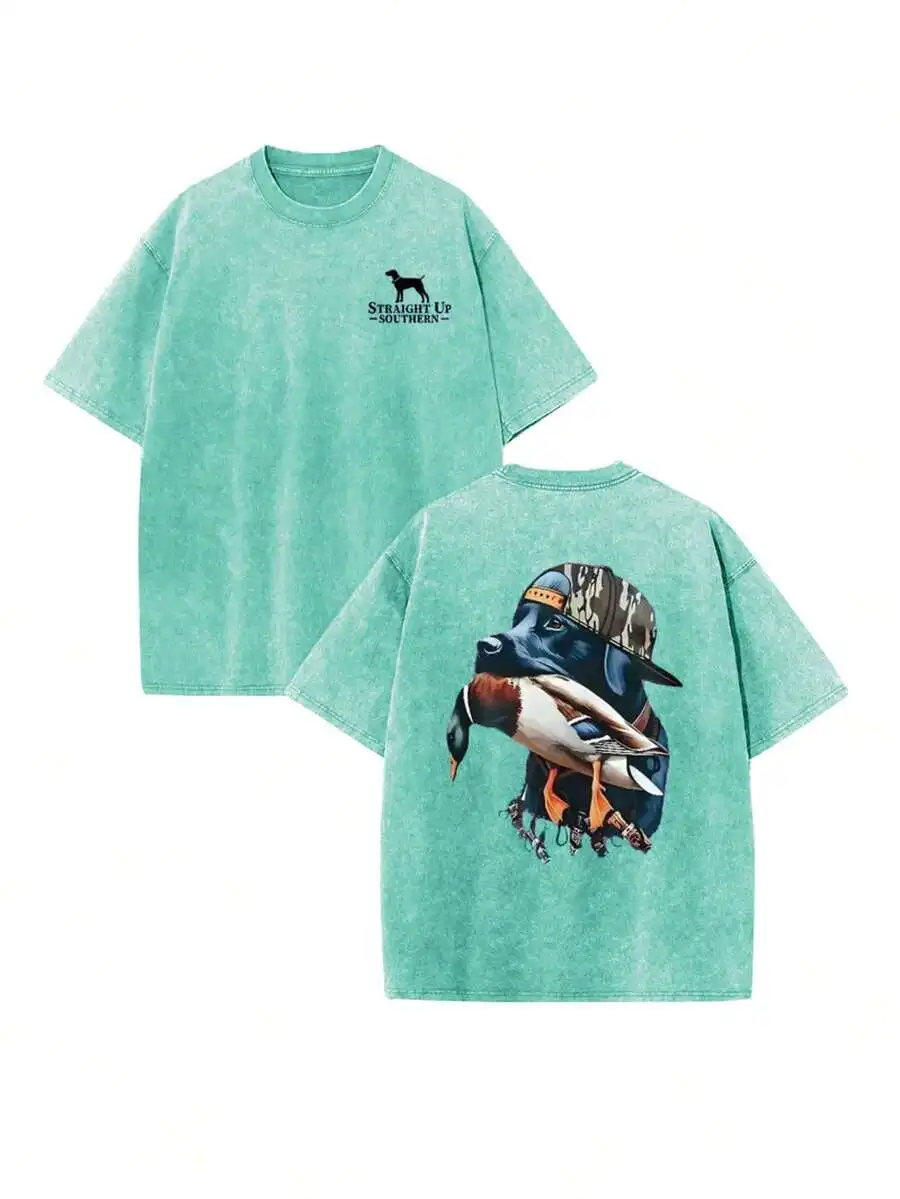 Camiseta de Algodón Lavado Verde, Camiseta de Manga Corta Oversize, Top de Verano Estilo Retro Casual