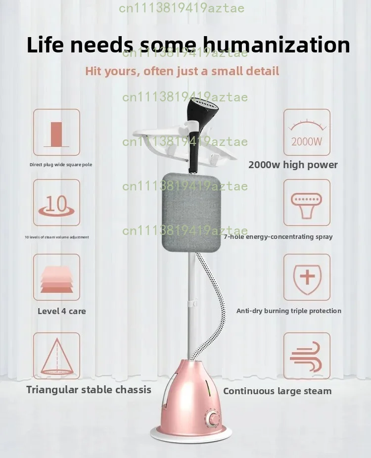 Double Rod Large Steam Garment Steamer, Handheld Vertical Clothes Ironing Machine Household Fabric Wrinkle Remover