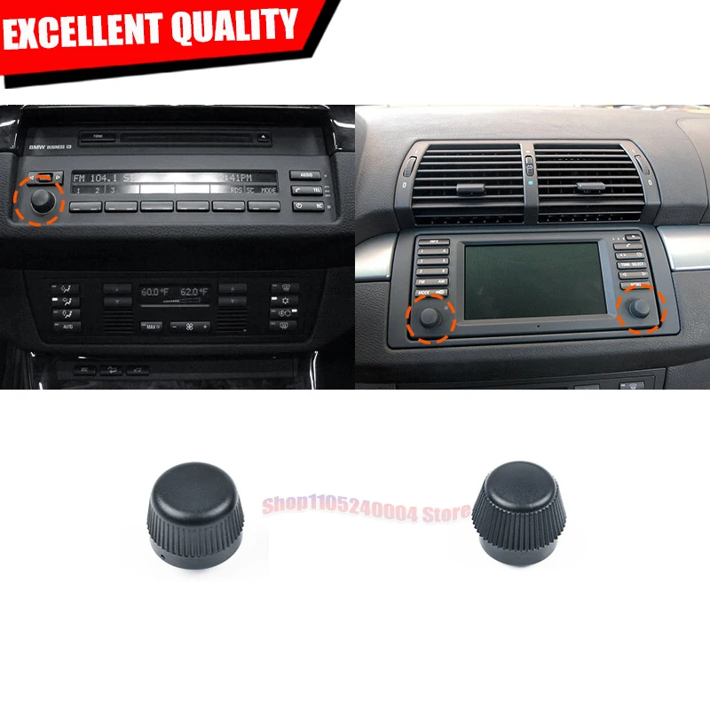 Complete Audio Switch Knob Central Control CD Player Volume Knob Cover For BMW 3 5 7 Series E39 E46 E66 1998-2006