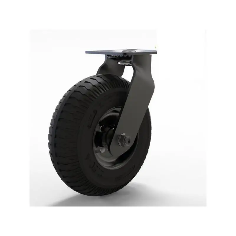 

1 Pcs 8-Inch Inflatable Rubber Caster Universal Wheel Full Black Electrophoresis for Hotel Lobby Luggage Cart Service Car